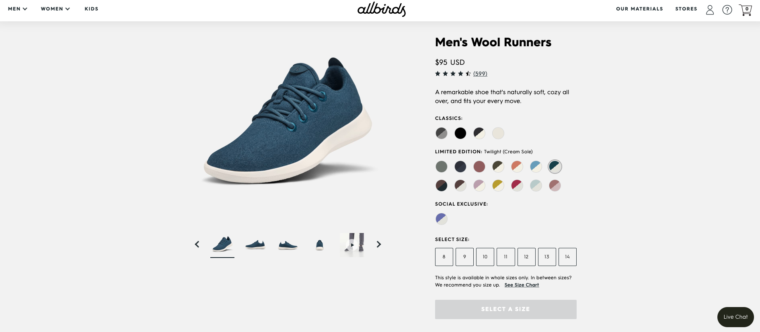product page that sells Ecommerce