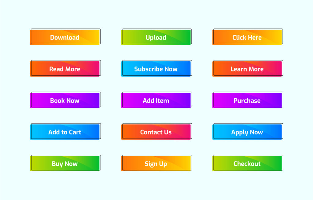 Call-to-Action buttons with different texts and colours