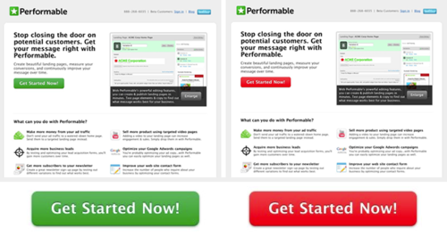 Green and red CTA button A/B testing