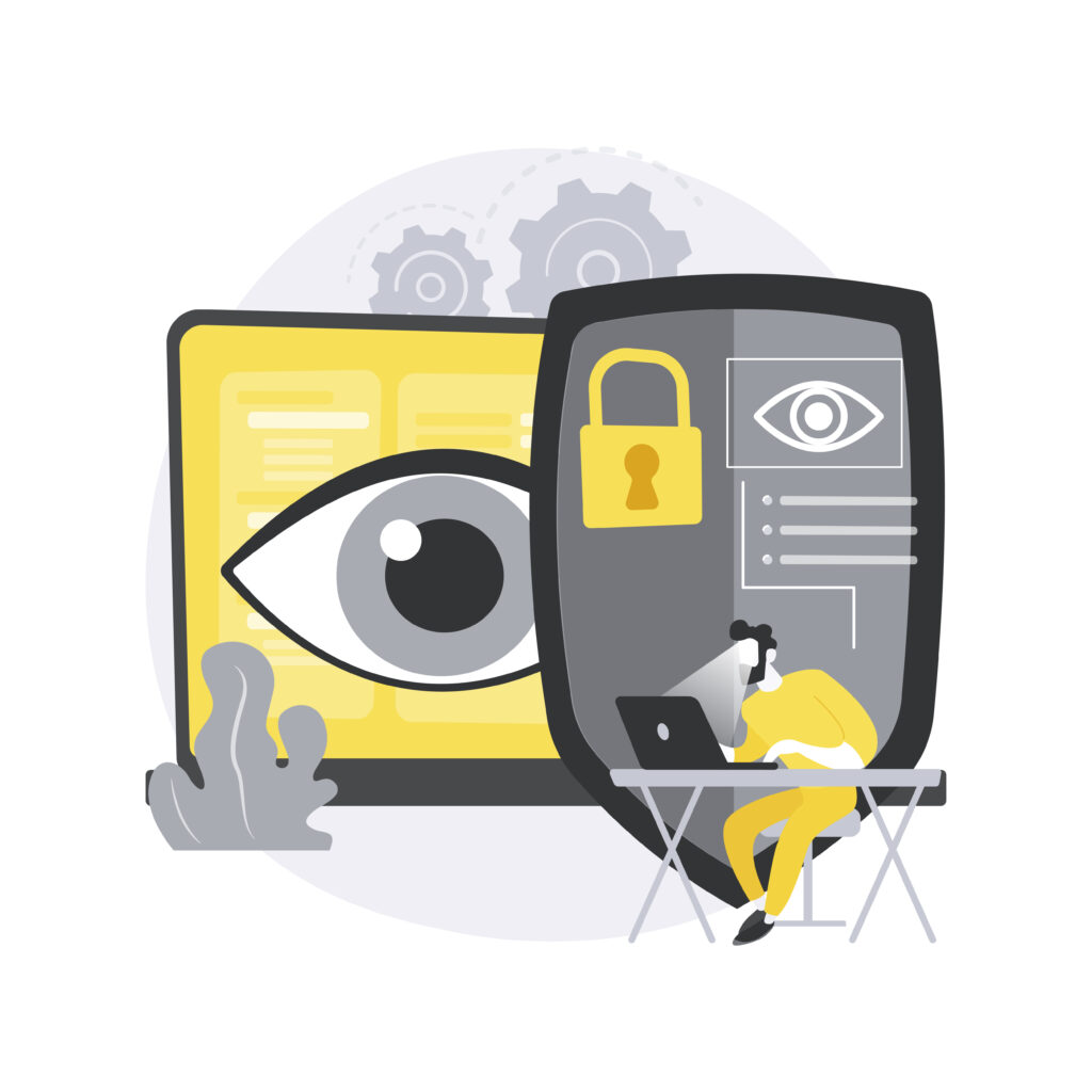 Eye tracking technology abstract concept vector illustration. Eye movement catching technology, gaze tracking, position sensor, innovative marketing, motion analyzing software abstract metaphor.