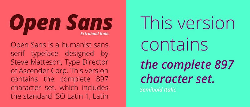 font types - open sans