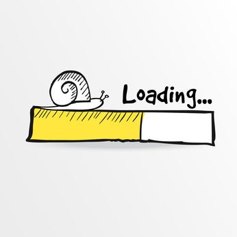 Snail represents the slow loading times