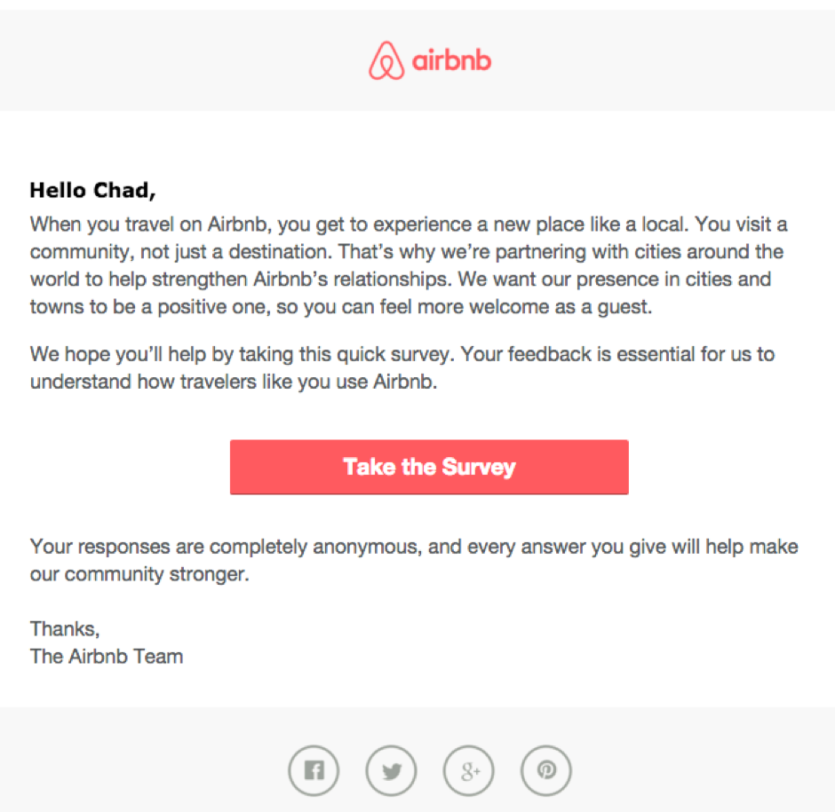 Airbnb transactional email