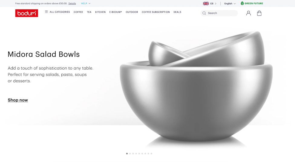 Homepage of Bodum