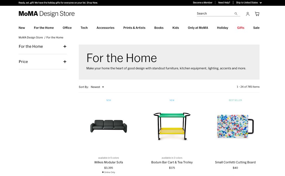 MoMA Design Store website design