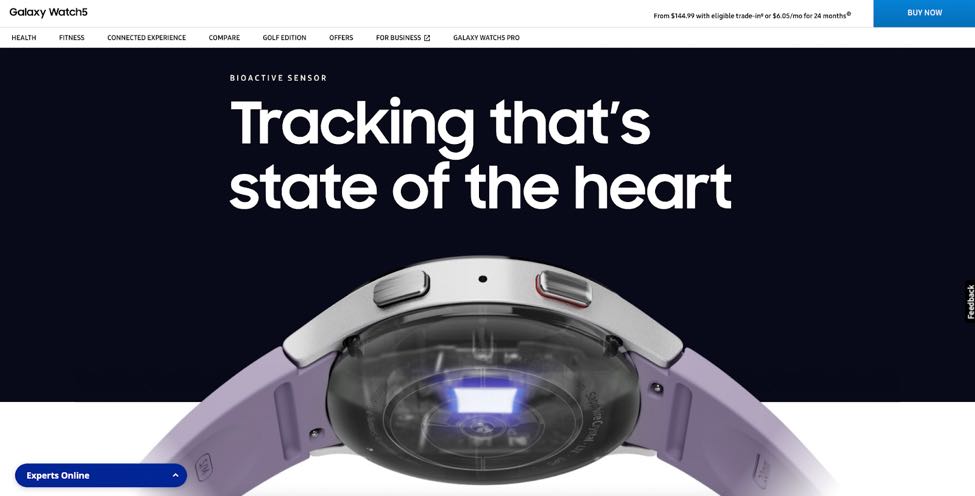 Homepage of Samsung