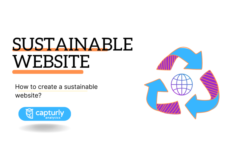 The picture shows the topic of the article, how to create a sustainable website? It also consists the sign of recycling around a network sign.