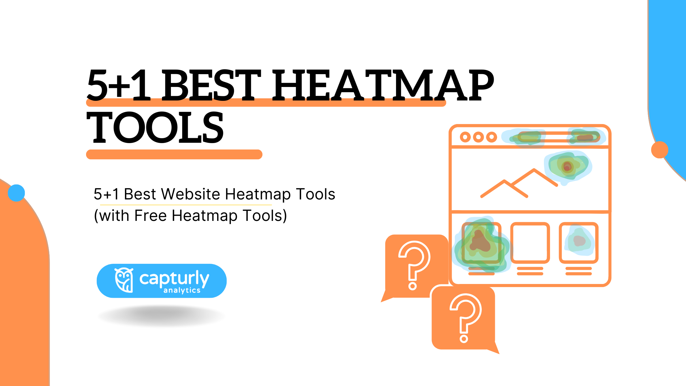 The title: 5+1 Best Website Heatmap Tools (with Free Heatmap Tools). And an image of a heatmap.
