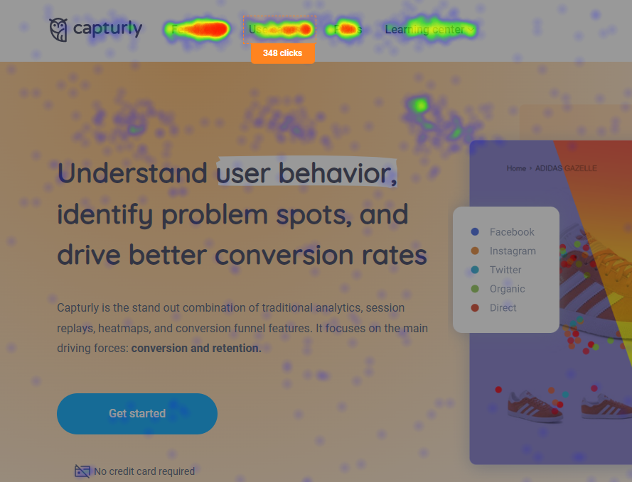 Click heatmap of Capturly.