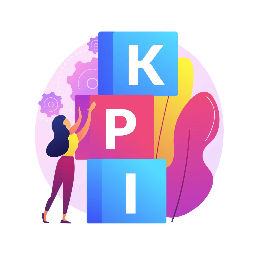 A woman building the sign of KPI.