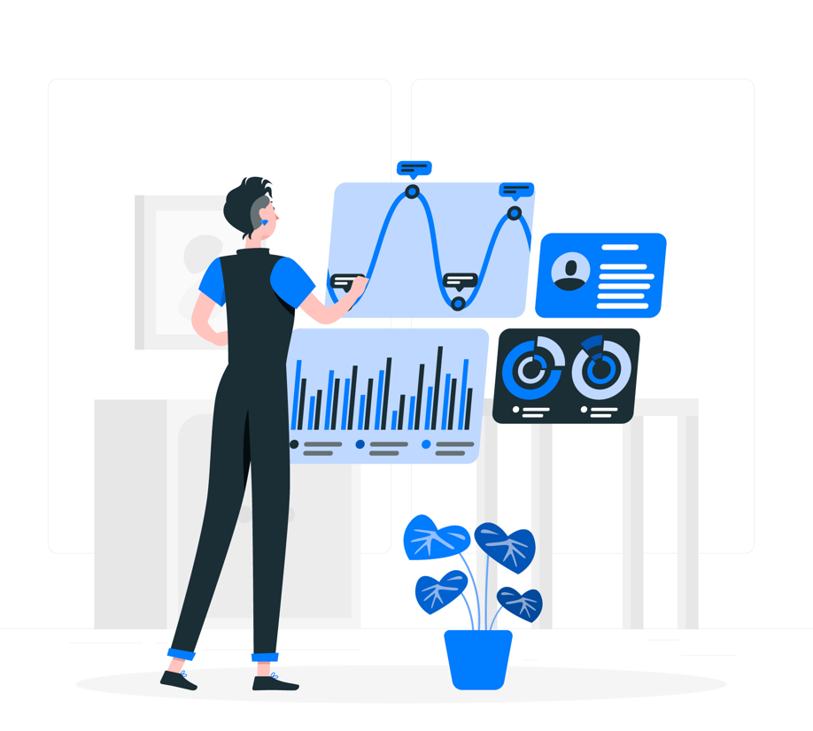 A woman is analyzing diagrams.