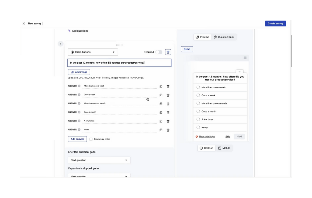 Hotjar Survey