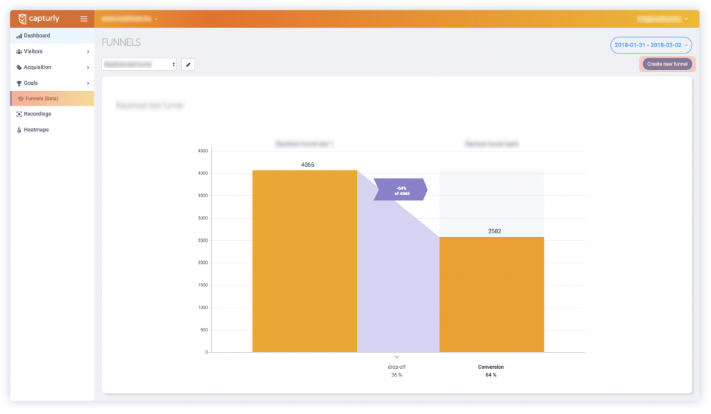 Create new funnel in Capturly