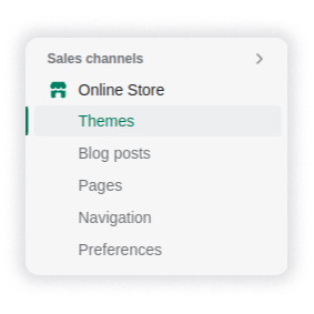 Shopify Themes menu for inserting Capturly's tracking code