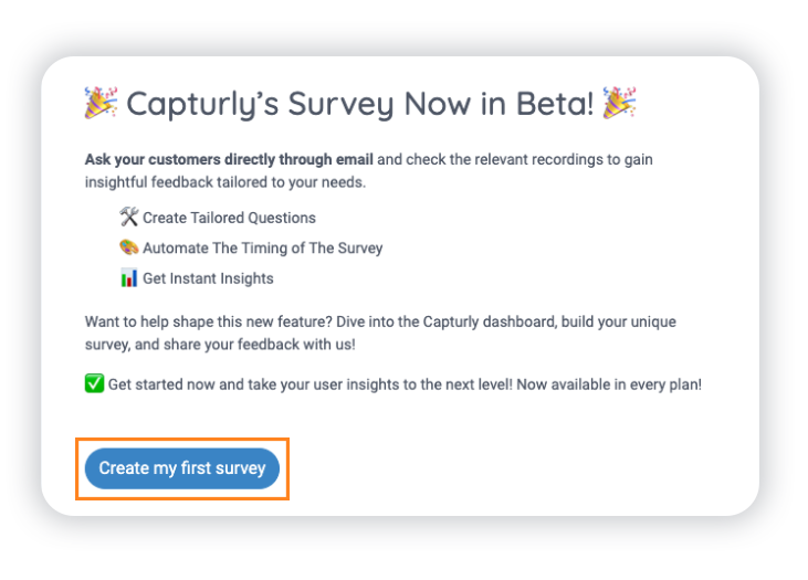 Create first survey in Capturly